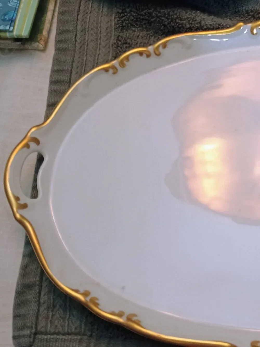 Austrian large cold and white vintage platter